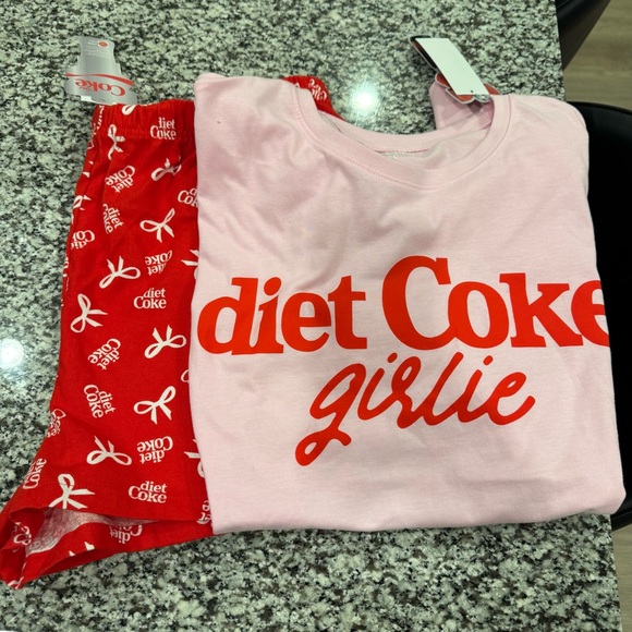 Women's Diet Coke Bow Girlie Graphic Sleep
Pajama Set - Pink XXL - Picture 2 of 5